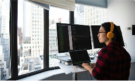 independent self employed working at a computer